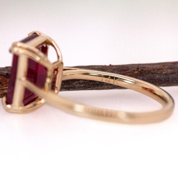 4cts Madagascar Ruby Ring in 14K Solid Gold | Solitaire Ring | Fine Jewelry - Picture 7 of 7
